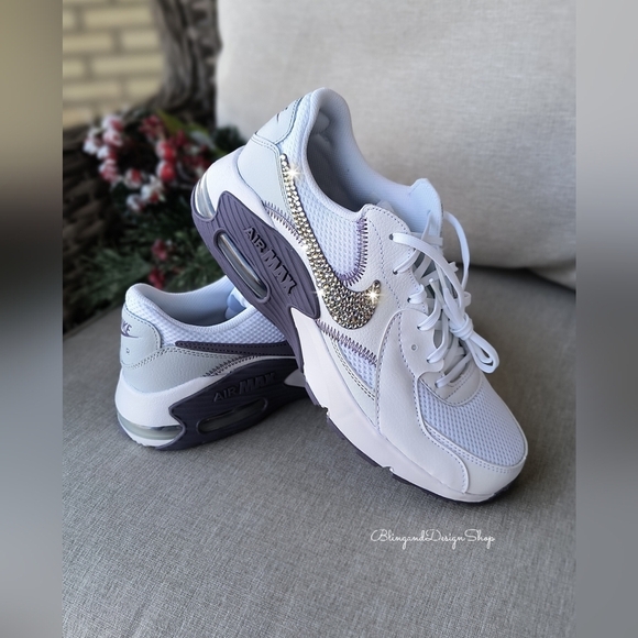 Nike Air Max Excee Womens Purple Sneakers Shoes Made with Swarovski Crystals - Picture 3 of 8